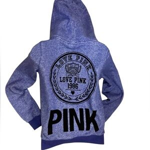 PINK Victoria's Secret Heathered Purple  Zipped Hoodie. Sz. M. NWOT